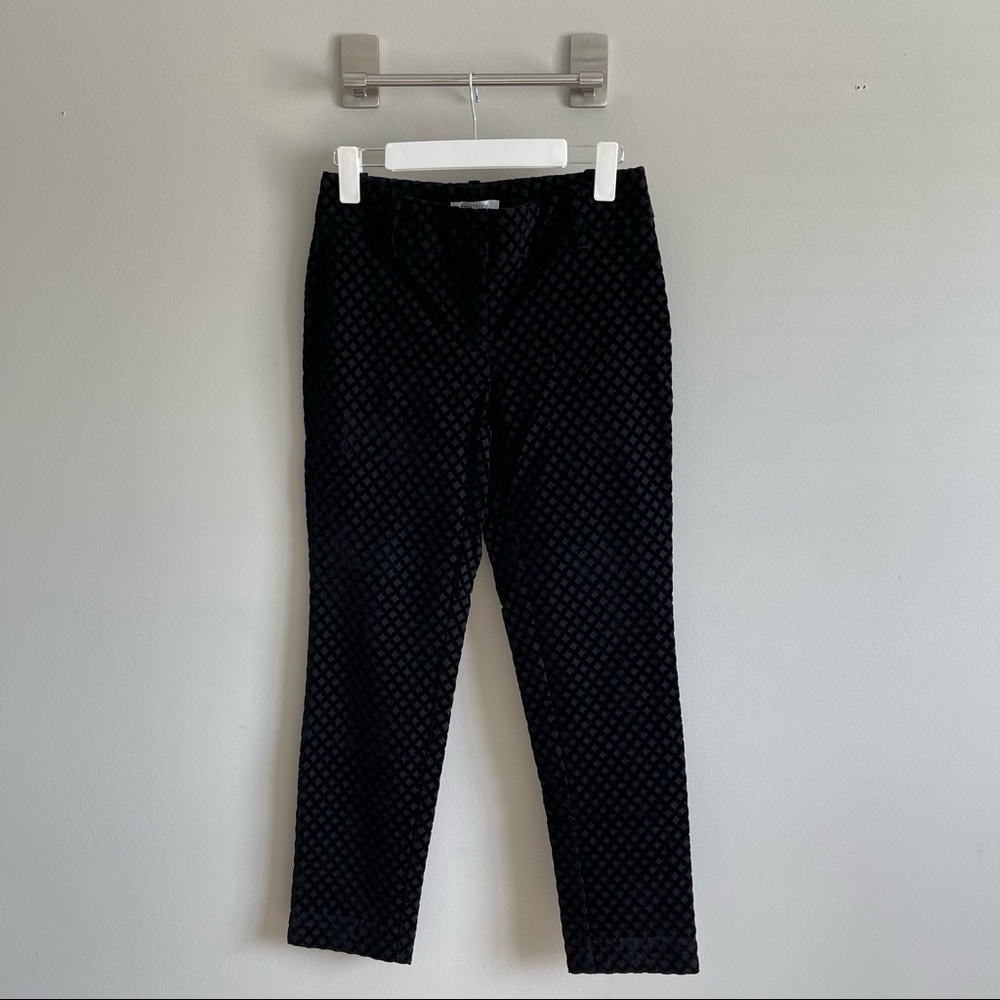 WHBM | Black Lattice Print Velour Contrast Pants Sz 4